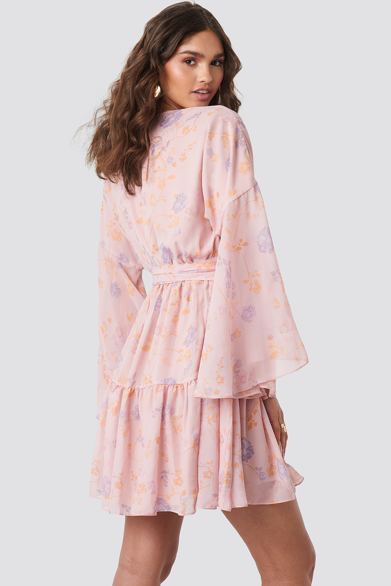 Wide Sleeve Mini Dress Pink | na-kd.com